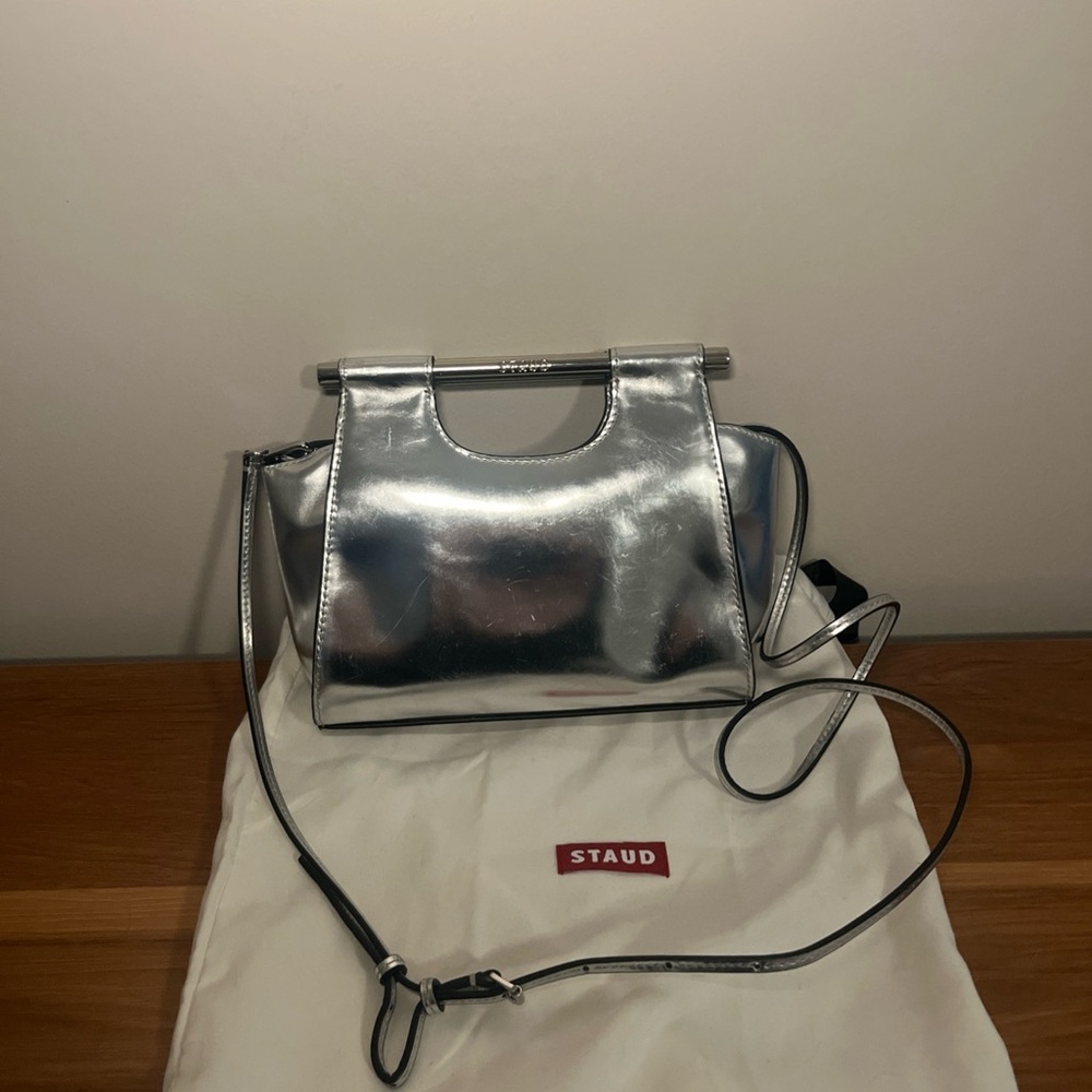Staud Mini Mar Bag Silver leather w/dustbag